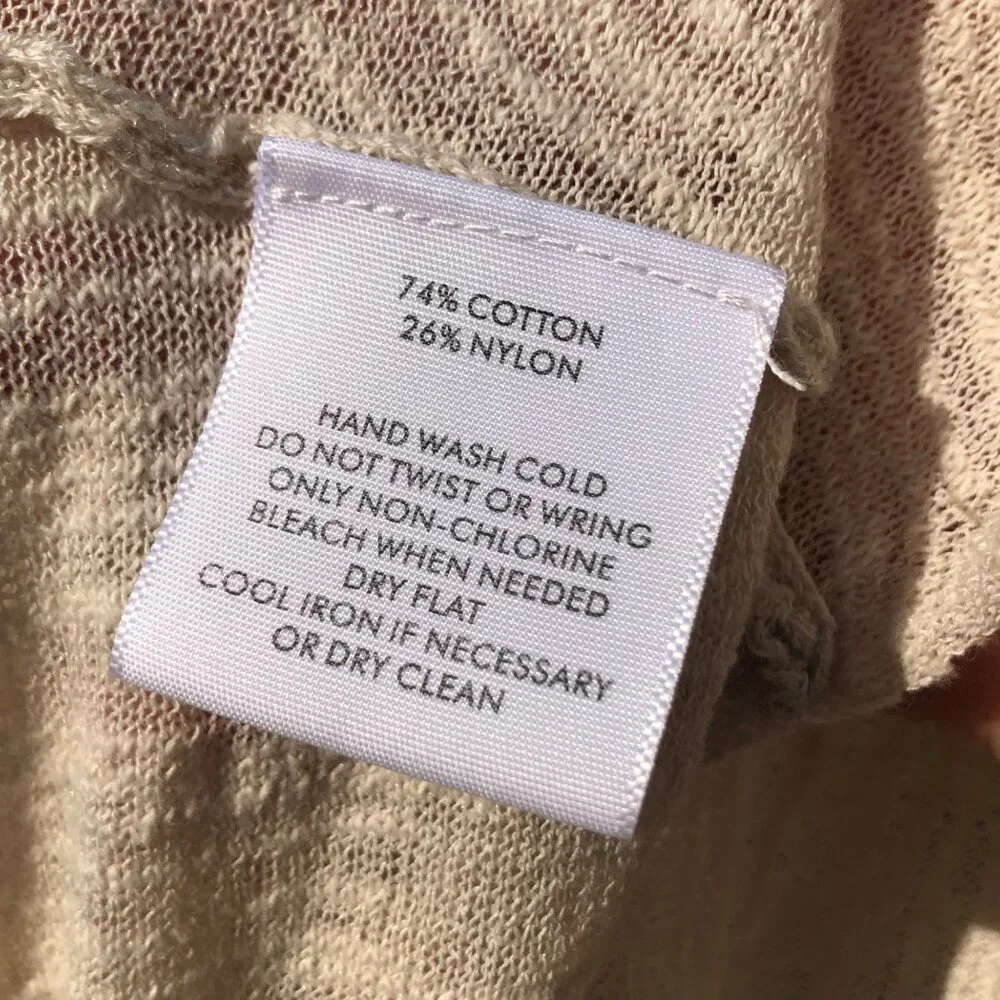 White + Warren NWT M/L Way Cardigan Sweater Open Tan Knit Drape Top NEW Cream